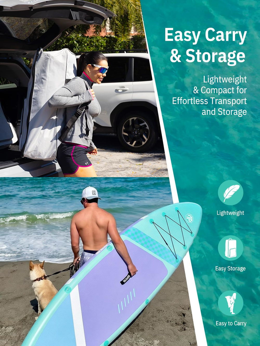niphean rolled board packed in backpack for compact travel storage