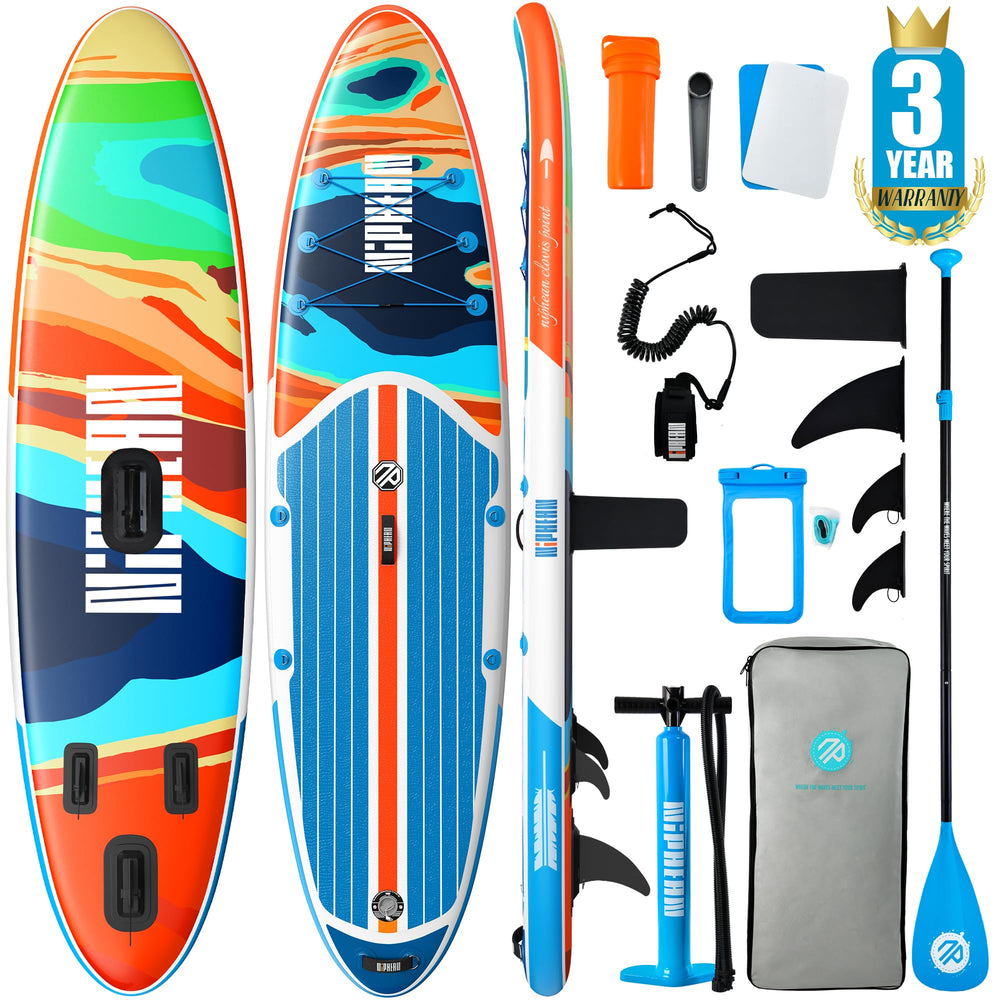 niphean front view dark blue inflatable sup showing stable outline and easy launch