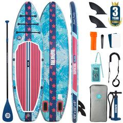 niphean front view denim blue board showing stable wide deck and immediate readiness
