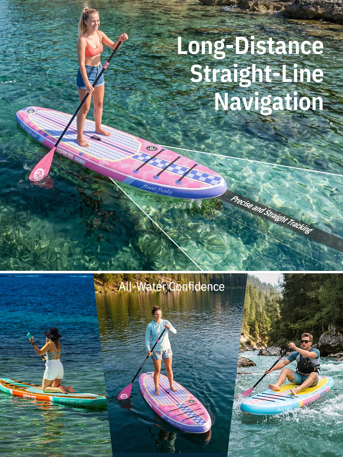 niphean board on calm lake with paddler highlighting stability and recreational use