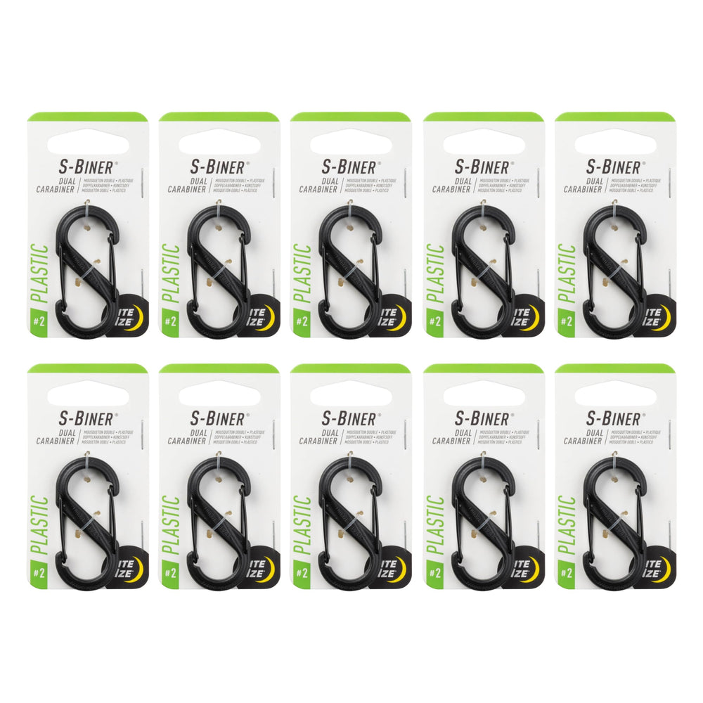 Nite Ize S-Biner front view showing dual-gate shape and compact design for tidy organization