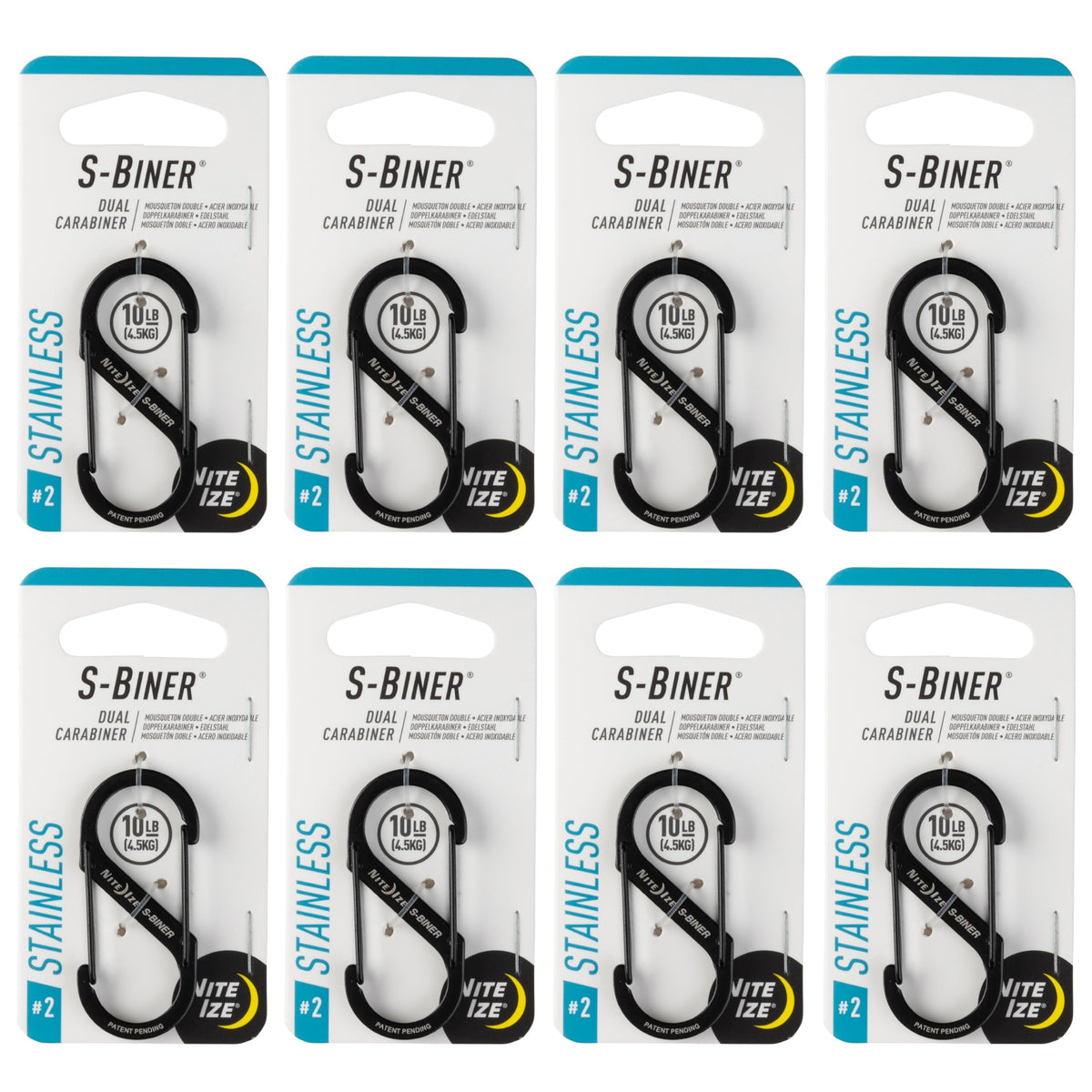 Nite Ize front view of dual carabiner showing compact shape and durability