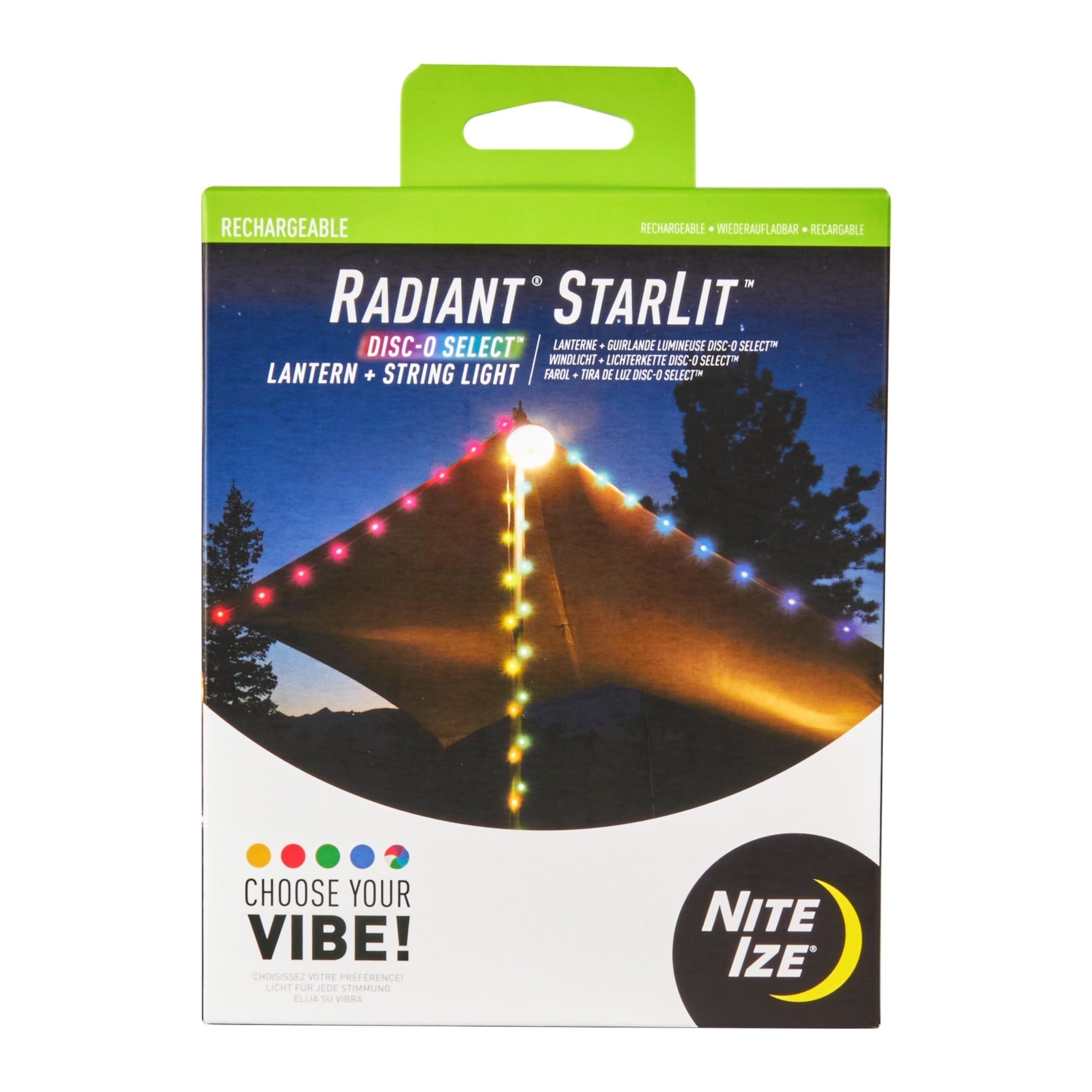 Nite Ize lantern front view showing bright 200-lumen light and controls, portable benefit
