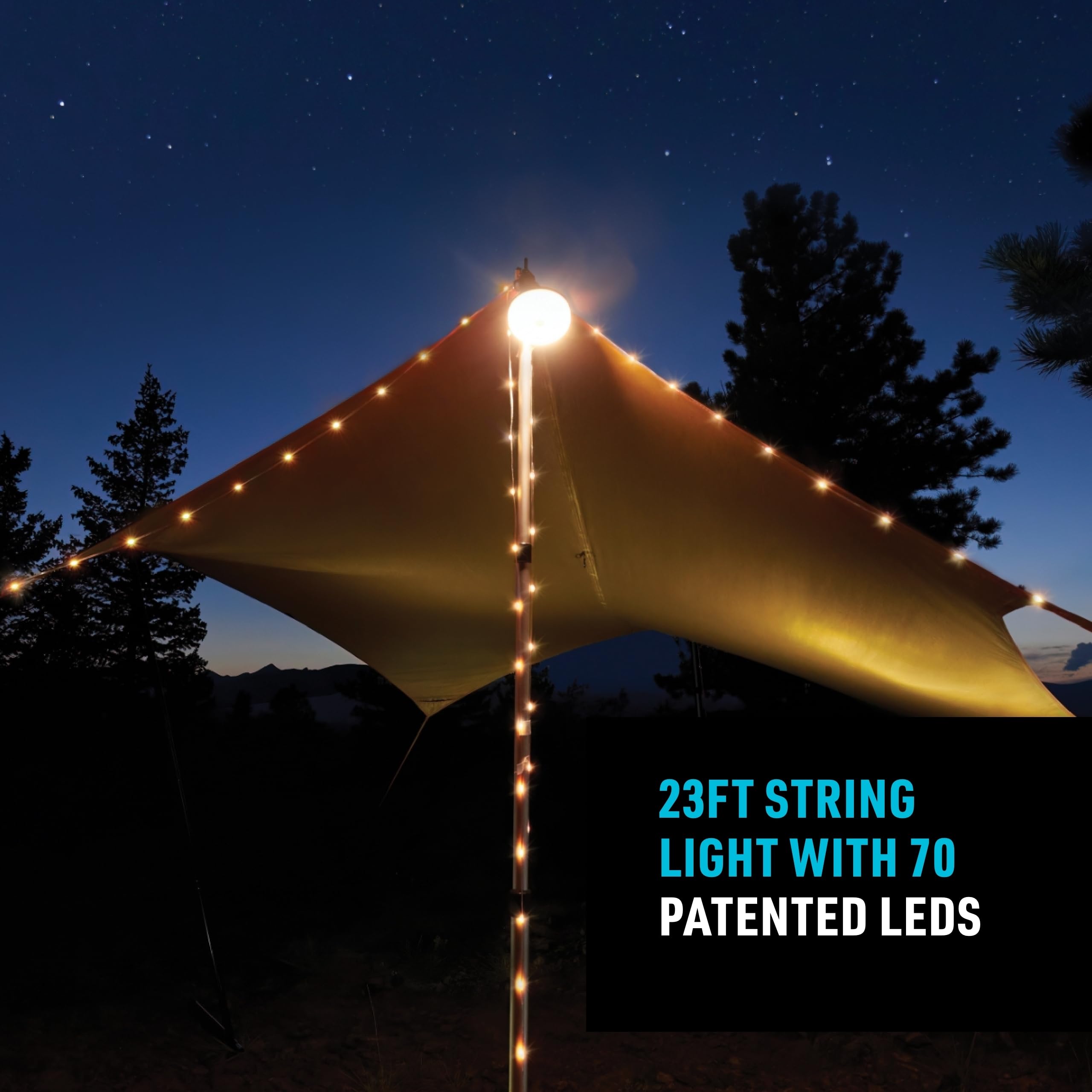 Nite Ize lantern bottom crank detail, tidy string storage and easy winding benefit