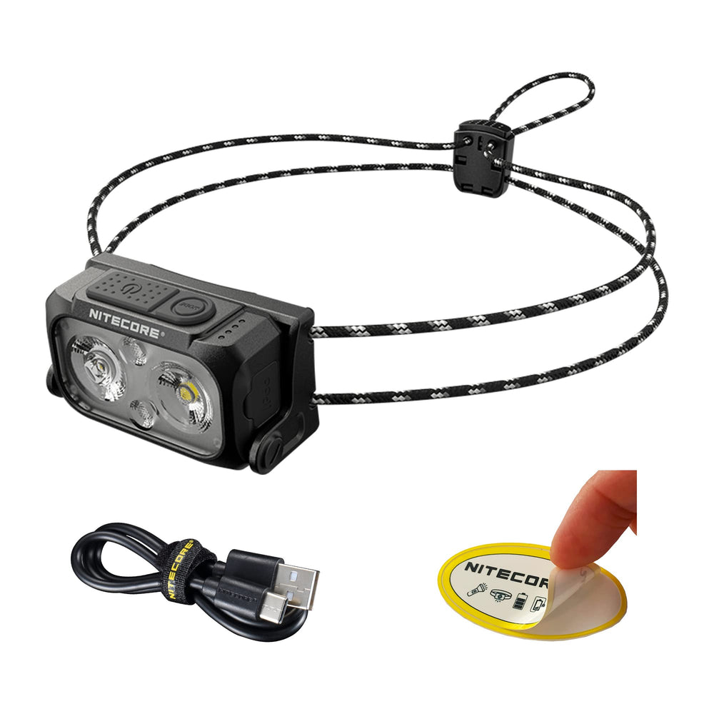 Nitecore NU21 front view showing compact headlamp and bright benefit
