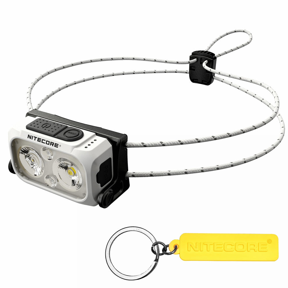 Nitecore NU21 front view showing compact headlamp and LED cluster for bright output