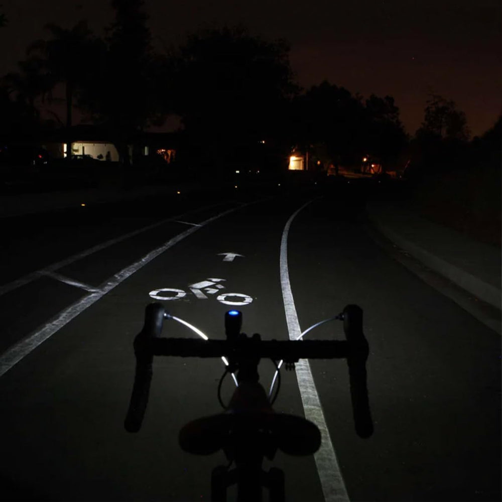 NiteRider combo lights on bike during commute illustrating daytime and nighttime visibility