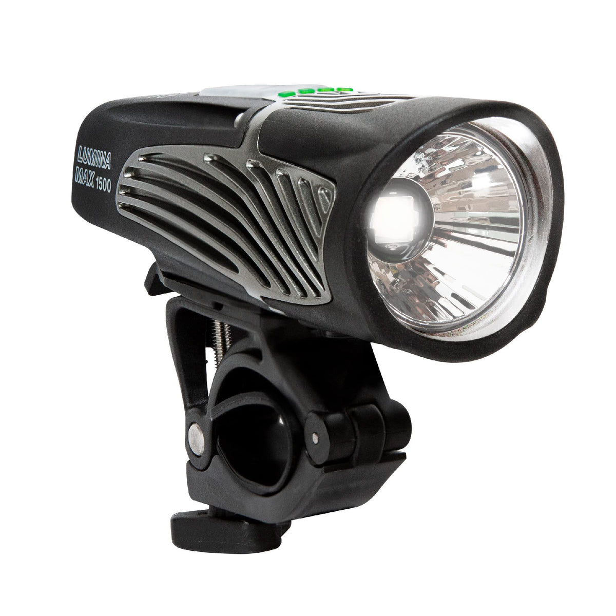 NiteRider Lumina Max front view showing lens and strong beam for visibility