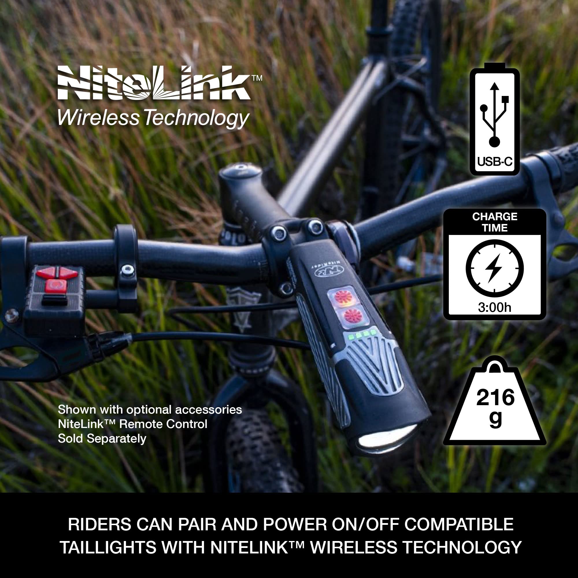 NiteRider Lumina Max mounted on handlebar demonstrating hands-free control