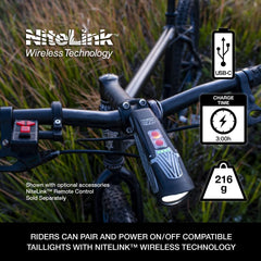 NiteRider Lumina Max mounted on handlebar demonstrating hands-free control
