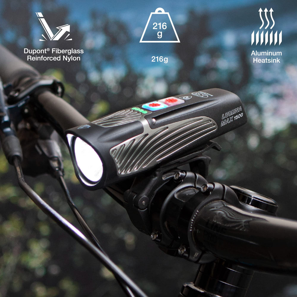 NiteRider Lumina Max battery gauge and USB-C port showing quick recharge