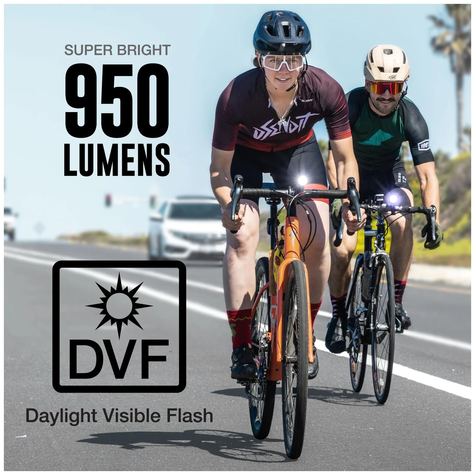 NiteRider Lumina Micro 950 beam pattern lighting a road at night for improved forward visibility