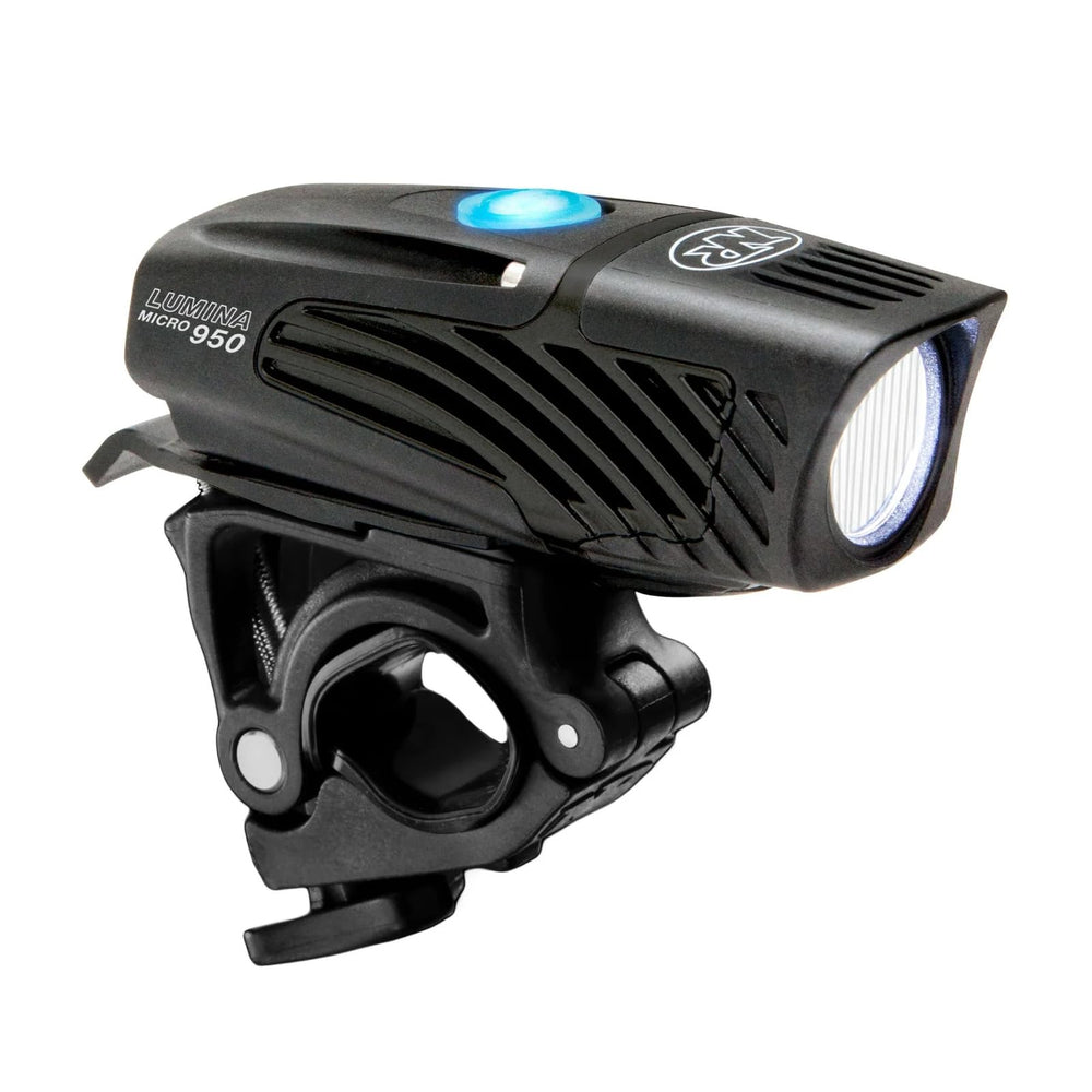 NiteRider Lumina Micro 950 front view showing bright lens and compact body for strong visibility