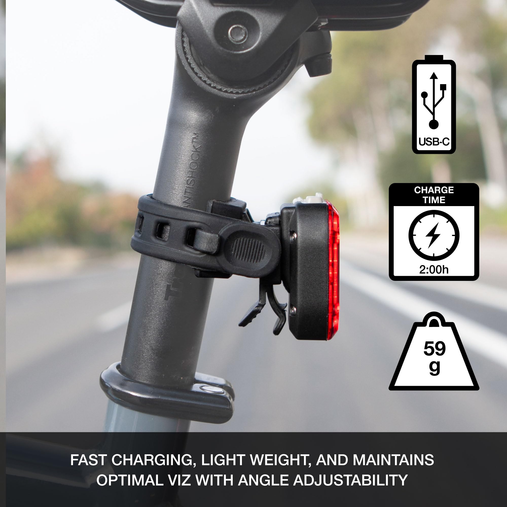 NiteRider USB-C charging port on light for fast convenient recharges