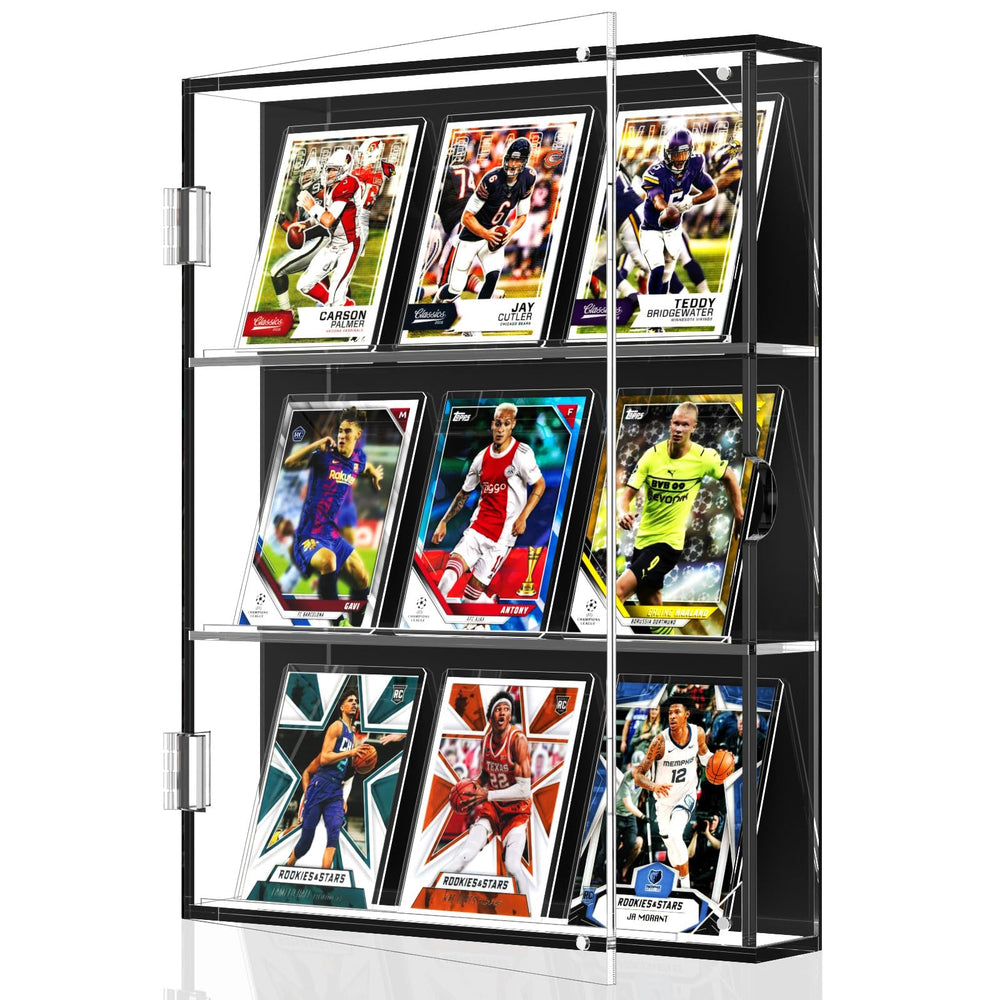 NIUBEE front view clear acrylic frame showcasing nine cards with crisp visibility
