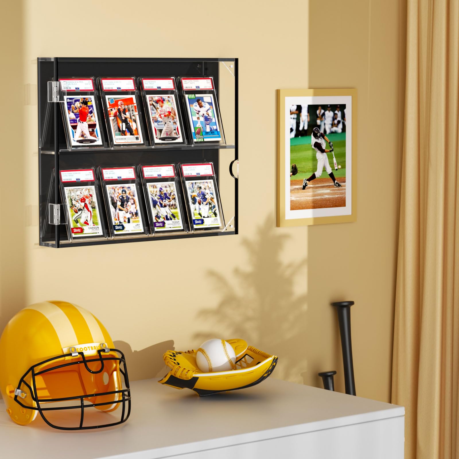 NIUBEE in use with PSA slabs installed to showcase eight cards