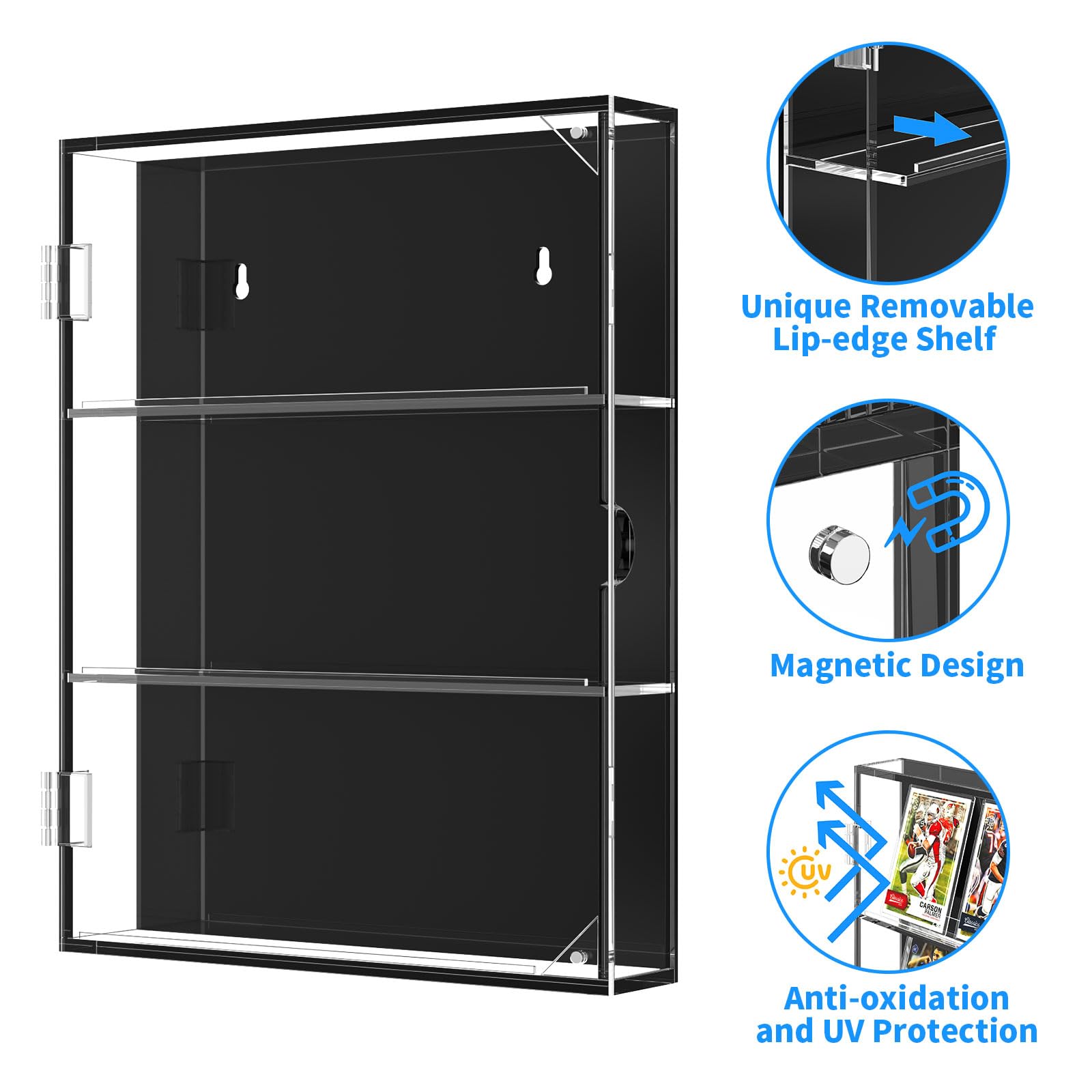 NIUBEE side view showing UV-resistant acrylic protecting cards from fading