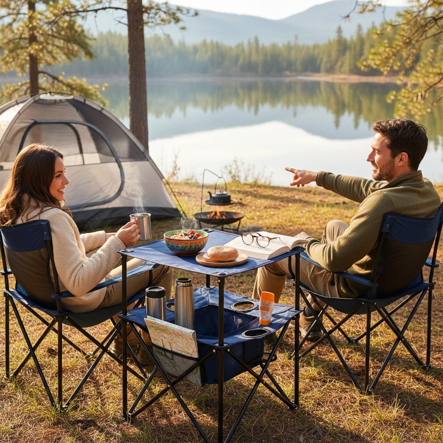 NiuXTool lifestyle at campsite arranging games and snacks efficiently