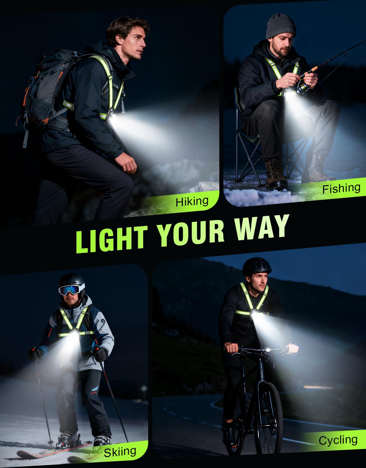 Cyclist and camper using Niweya showing multi-scene reliability