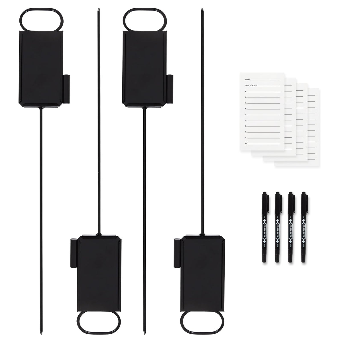Niyanghome front view of four stainless steel markers showing neat set and portability