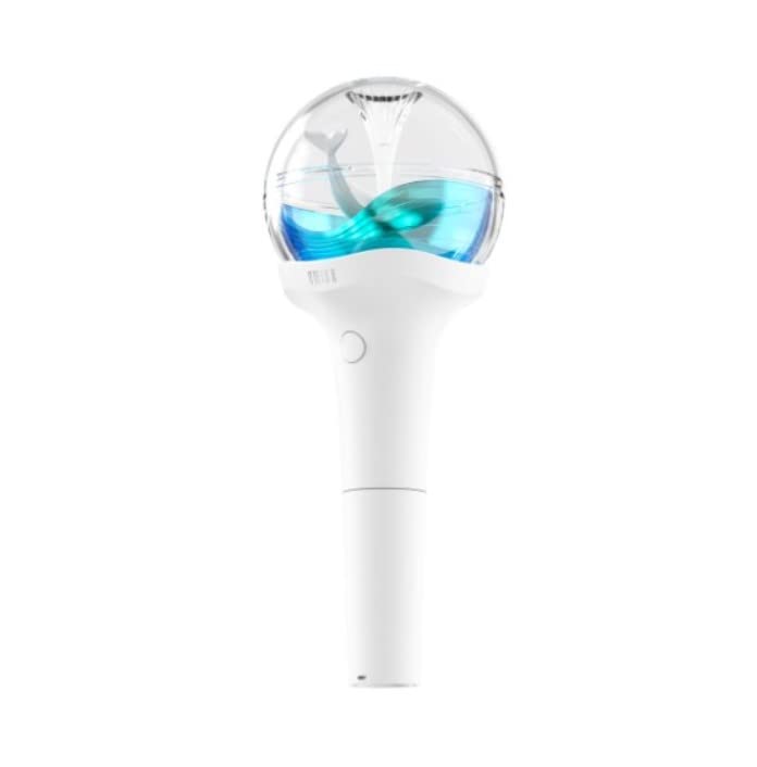 NMIXX light stick front box showing packaging and authentic logo benefit display