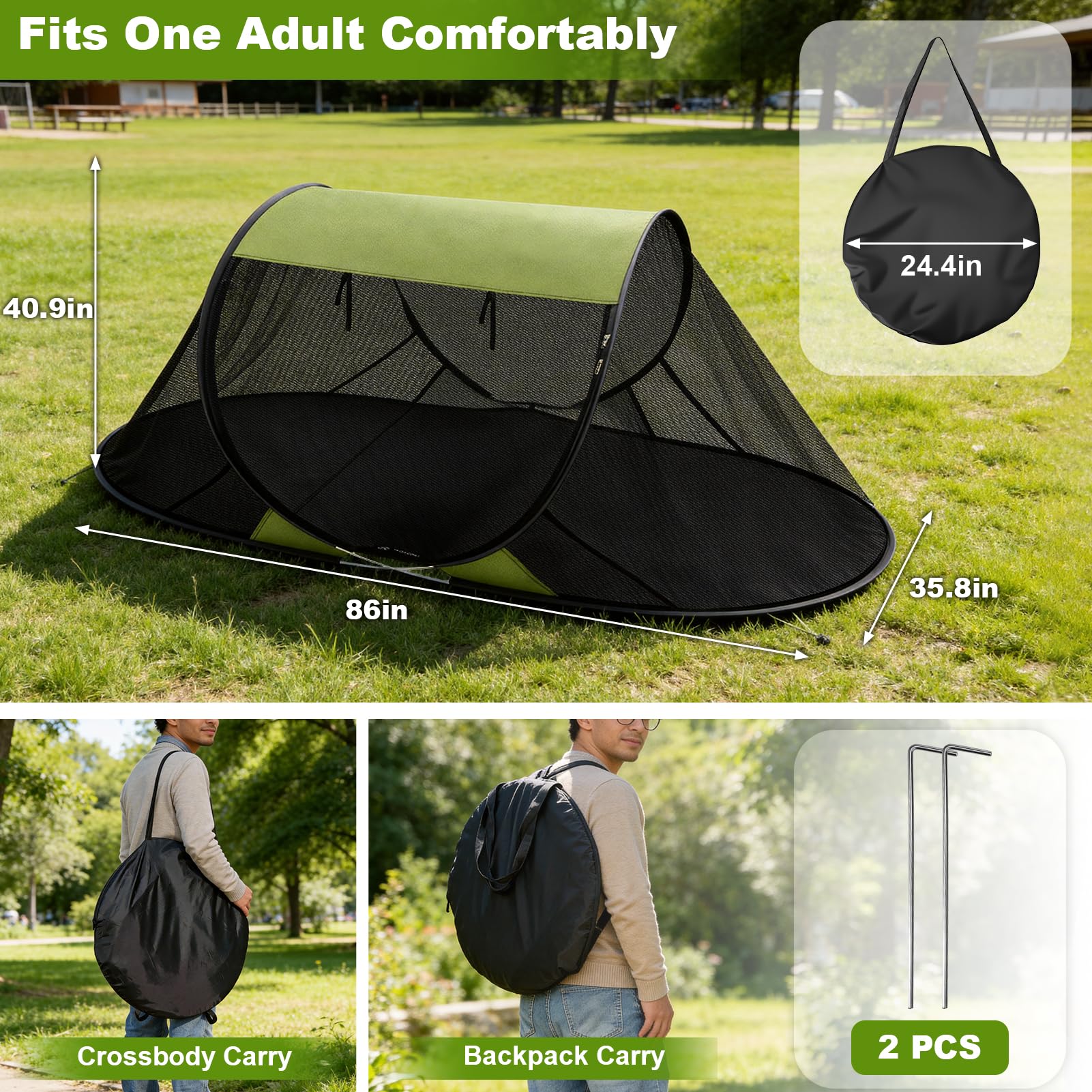 NNG interior view showing sleeping space and breathable mesh benefit
