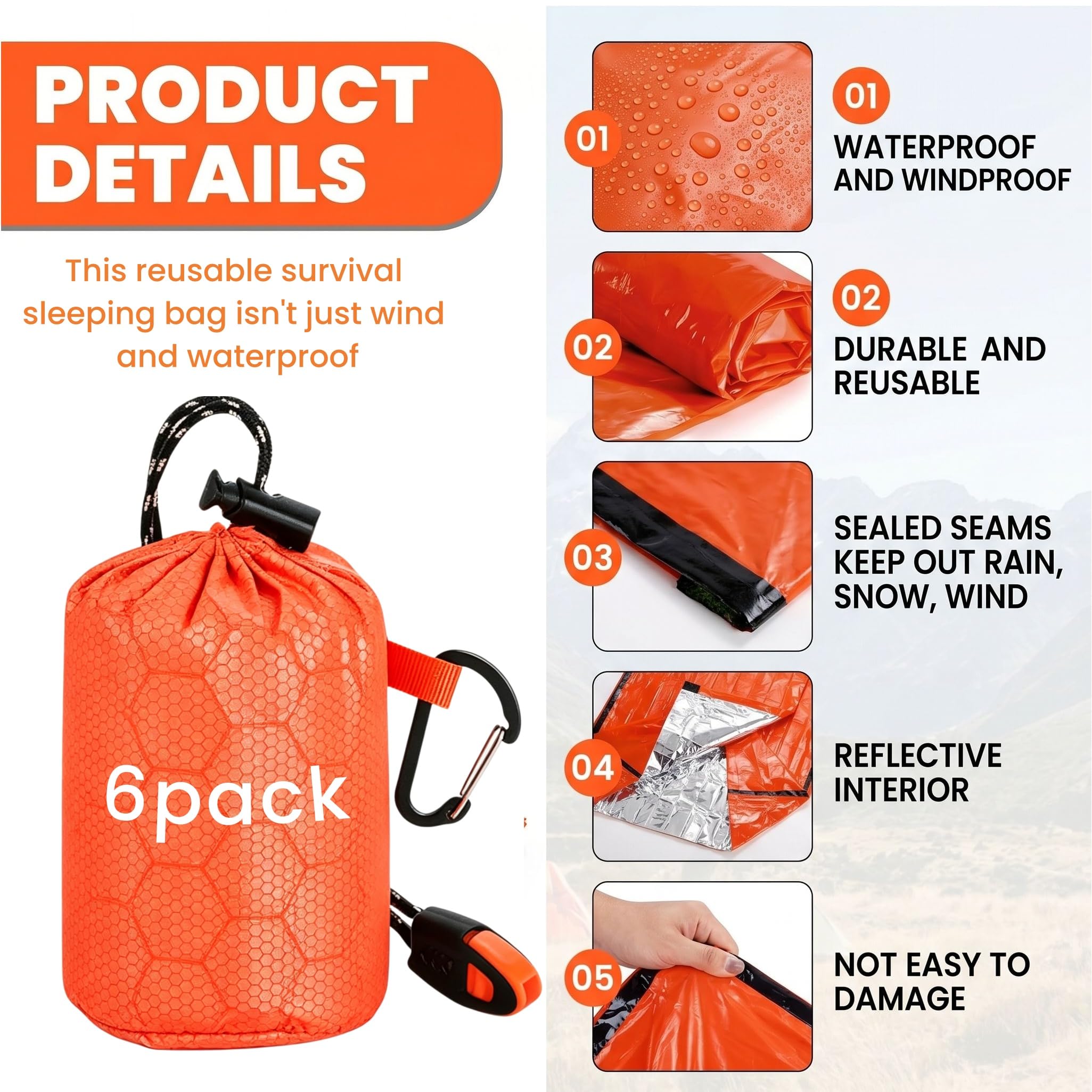 Noamus bright orange exterior in field improving daytime visibility for rescuers and group safety