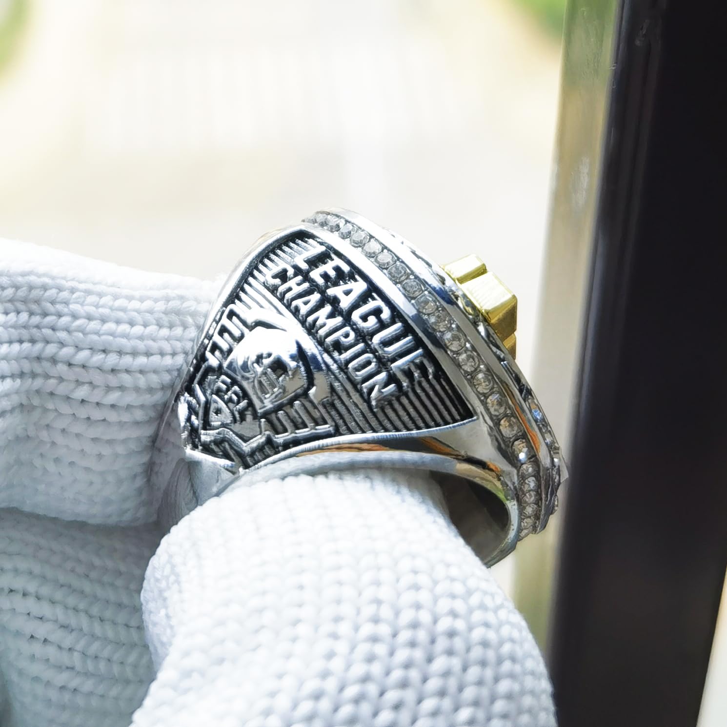noblehead ring lifestyle display on table emphasizing celebratory keepsake appeal
