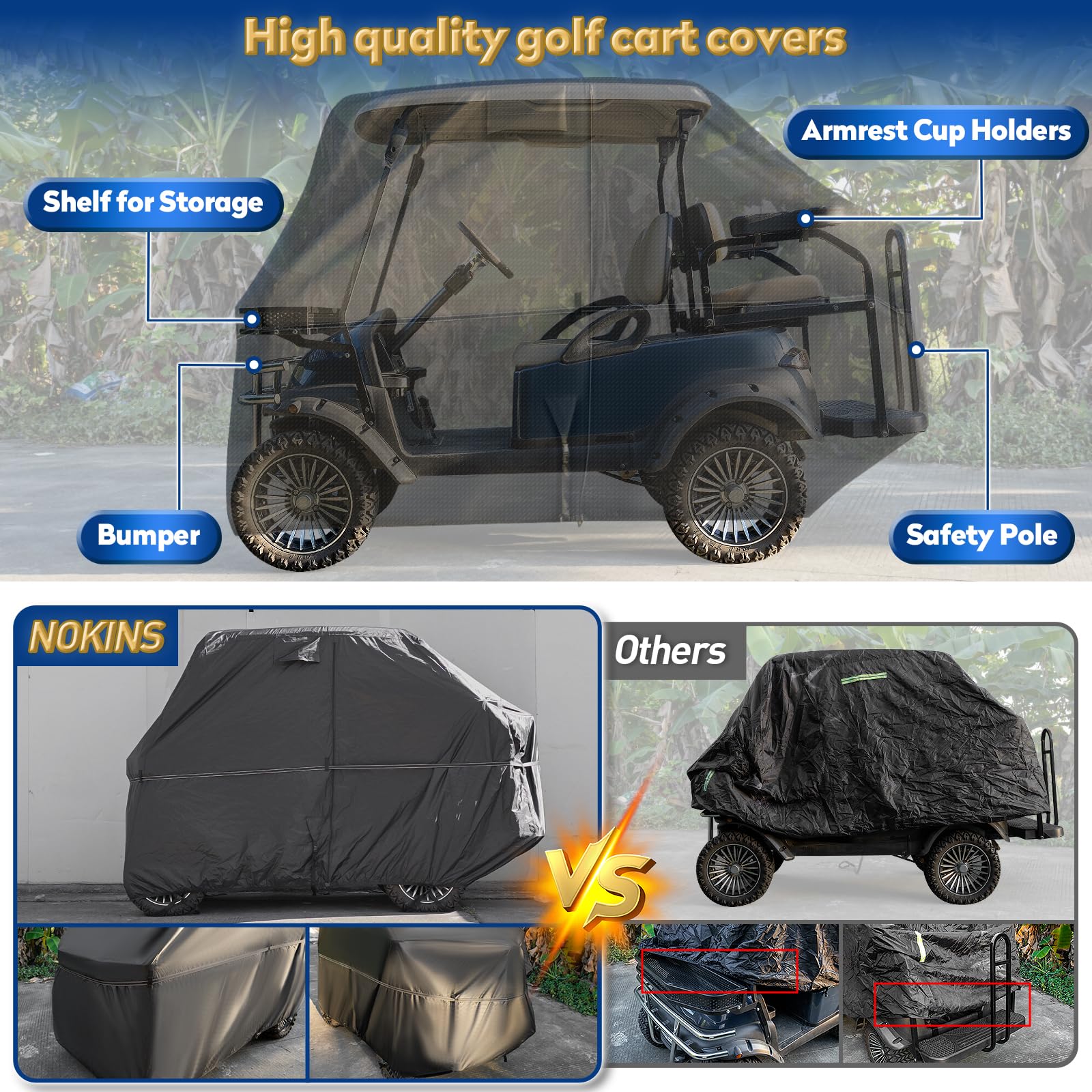 NOKINS folded cover in storage bag for compact transport and easy storage
