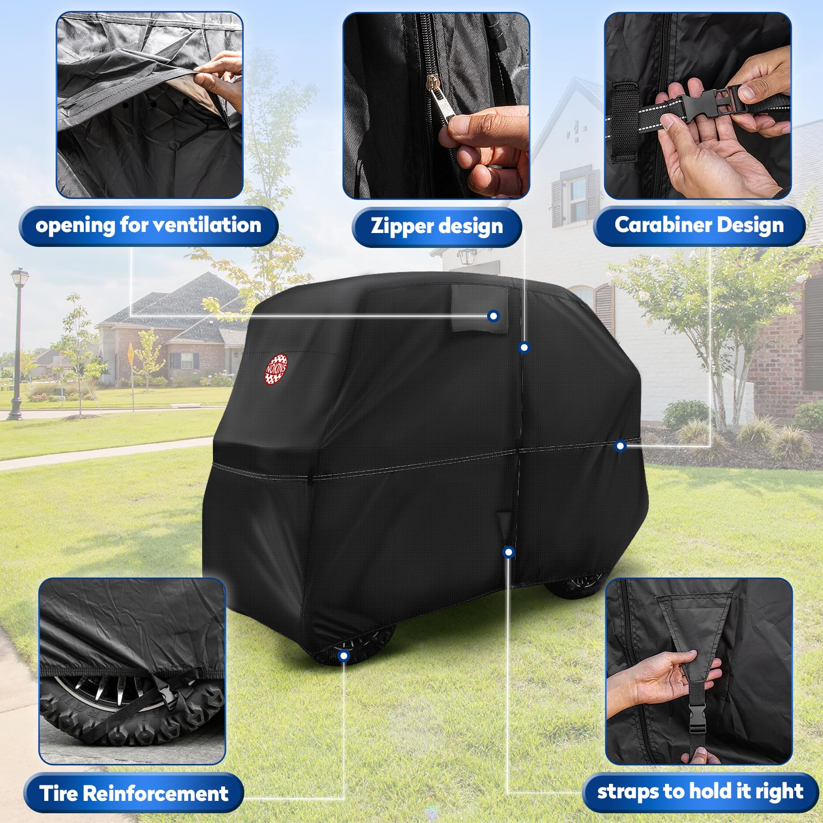 NOKINS straps and buckles detail demonstrating windproof secure fastening