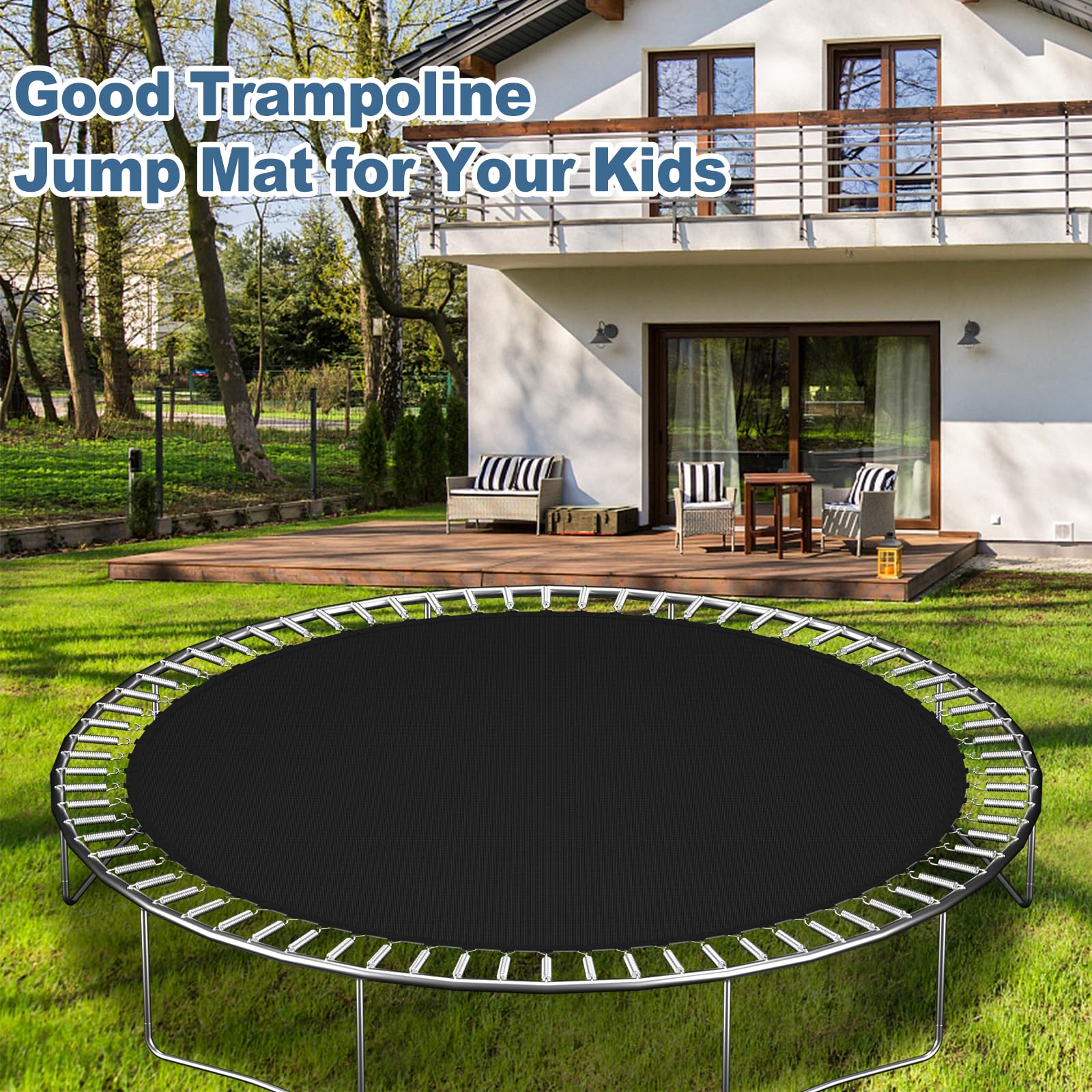 NONMON family enjoying trampoline outdoors showing safe durable mat benefit