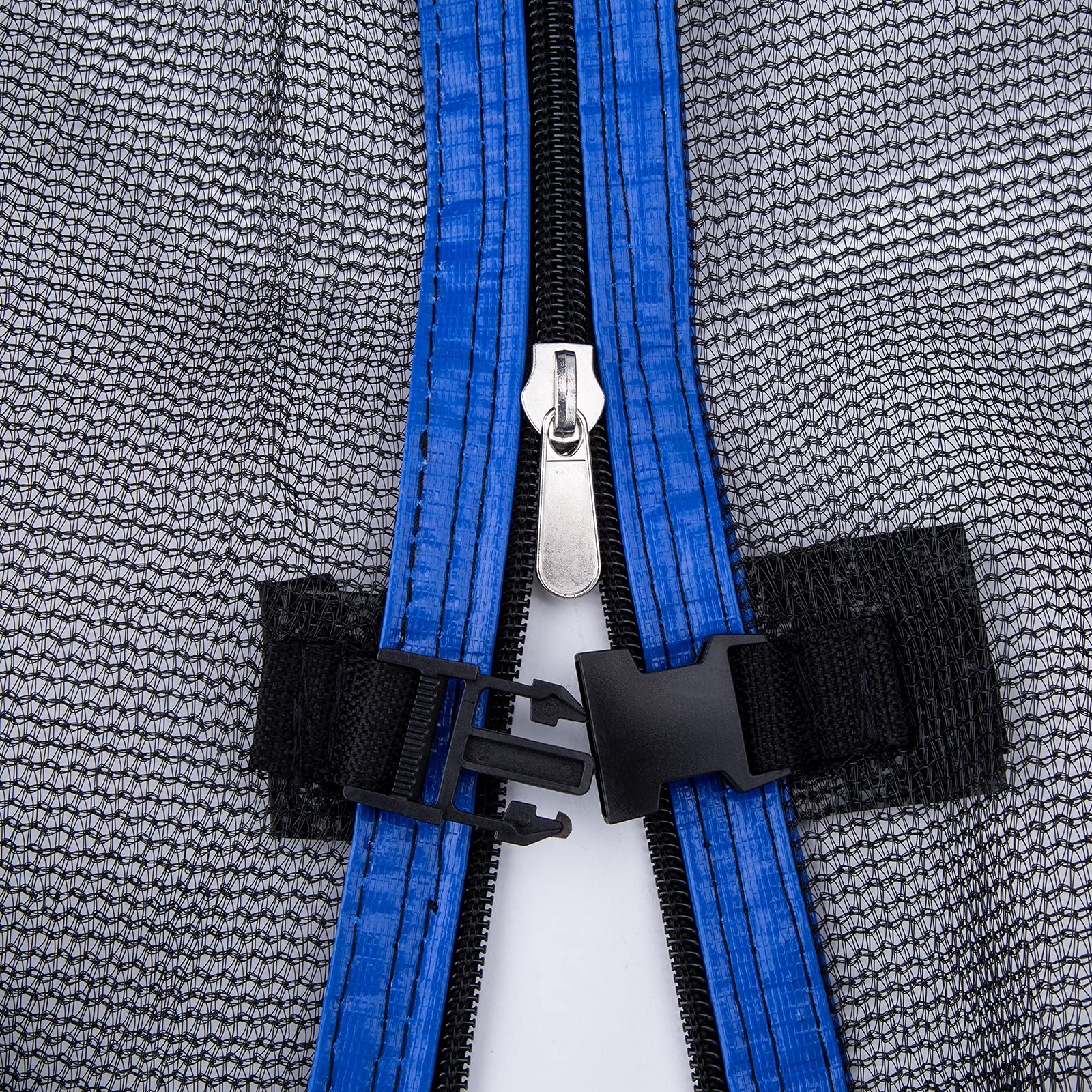 NONMON net fitted on trampoline outdoors demonstrating weather-resistant use