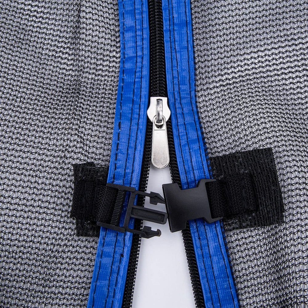 NONMON net fitted on trampoline outdoors demonstrating weather-resistant use