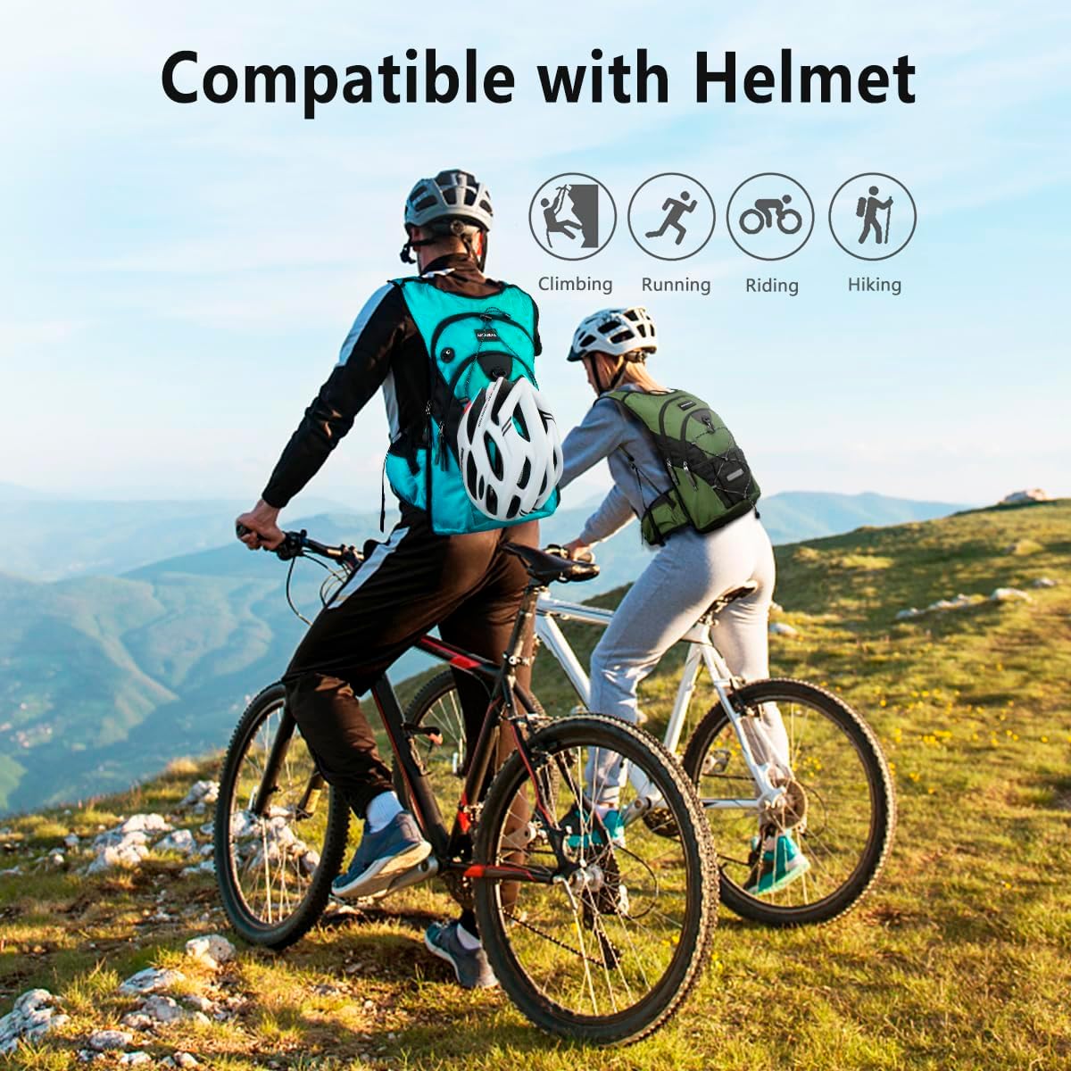 NONSAR hydration pack worn by hiker demonstrating hands-free drinking while moving