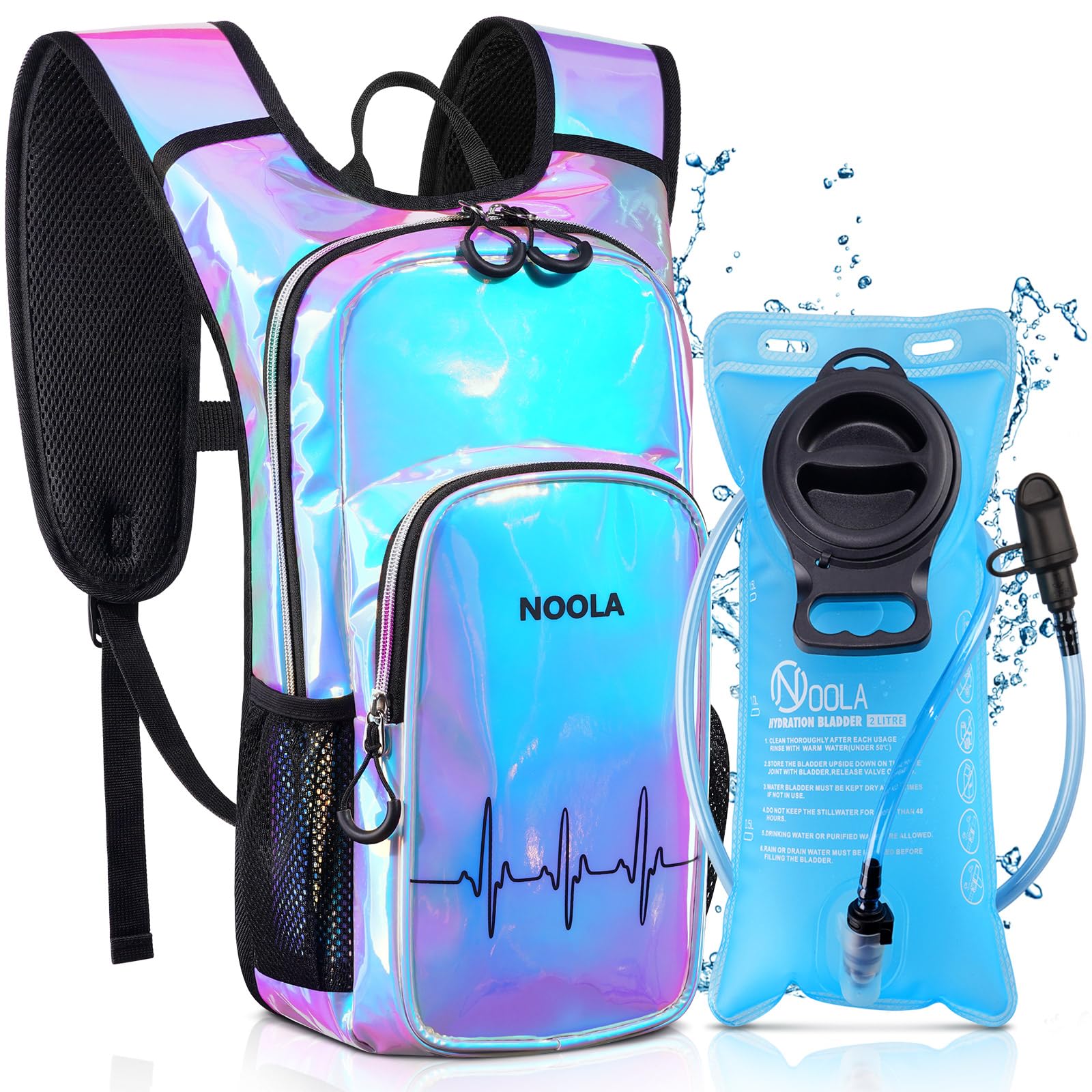 NOOLA front view of hydration backpack showing compact organization and style