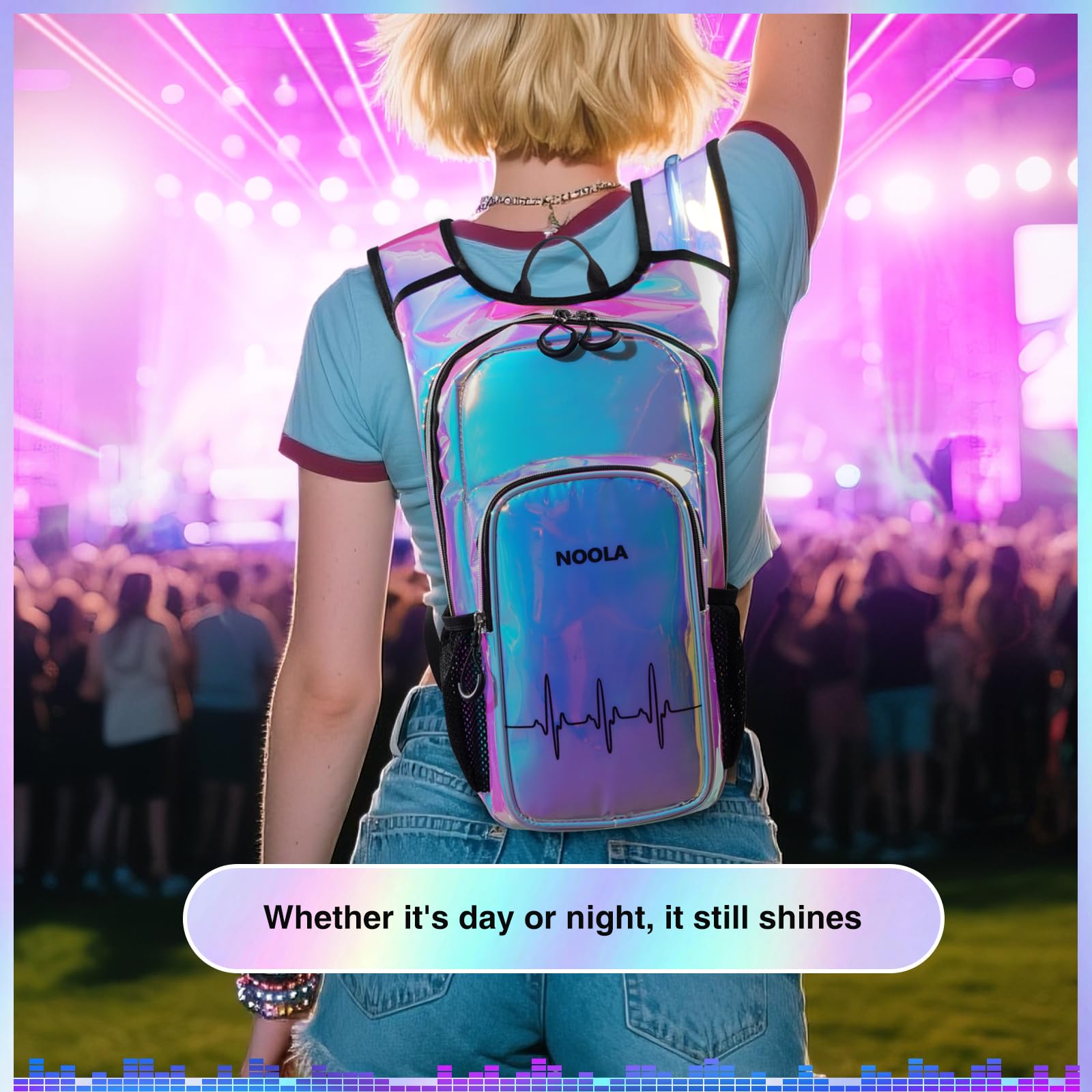 NOOLA backpack worn at festival to illustrate fit and real-world scale