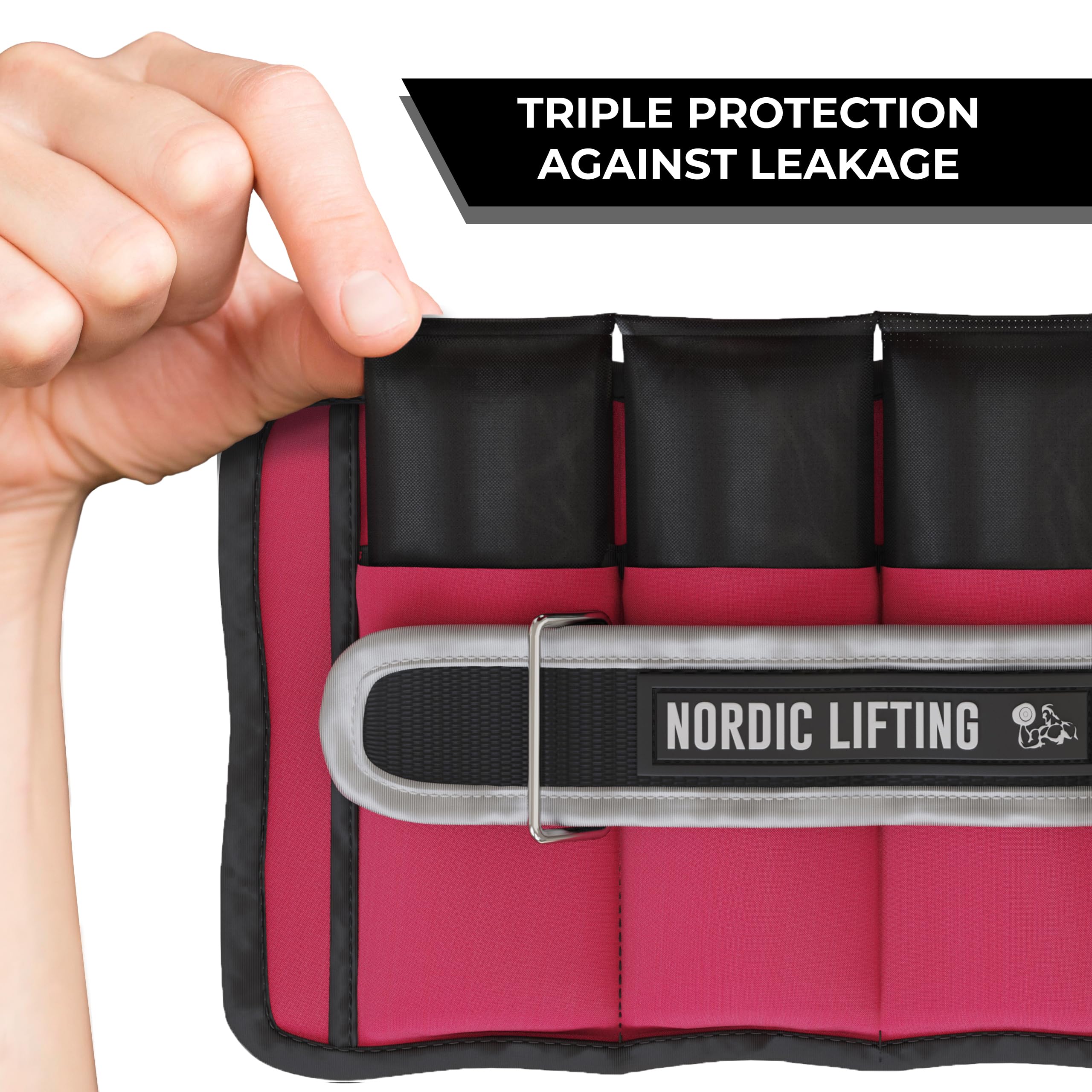 Nordic Lifting strapped to ankle during run for stable resistance