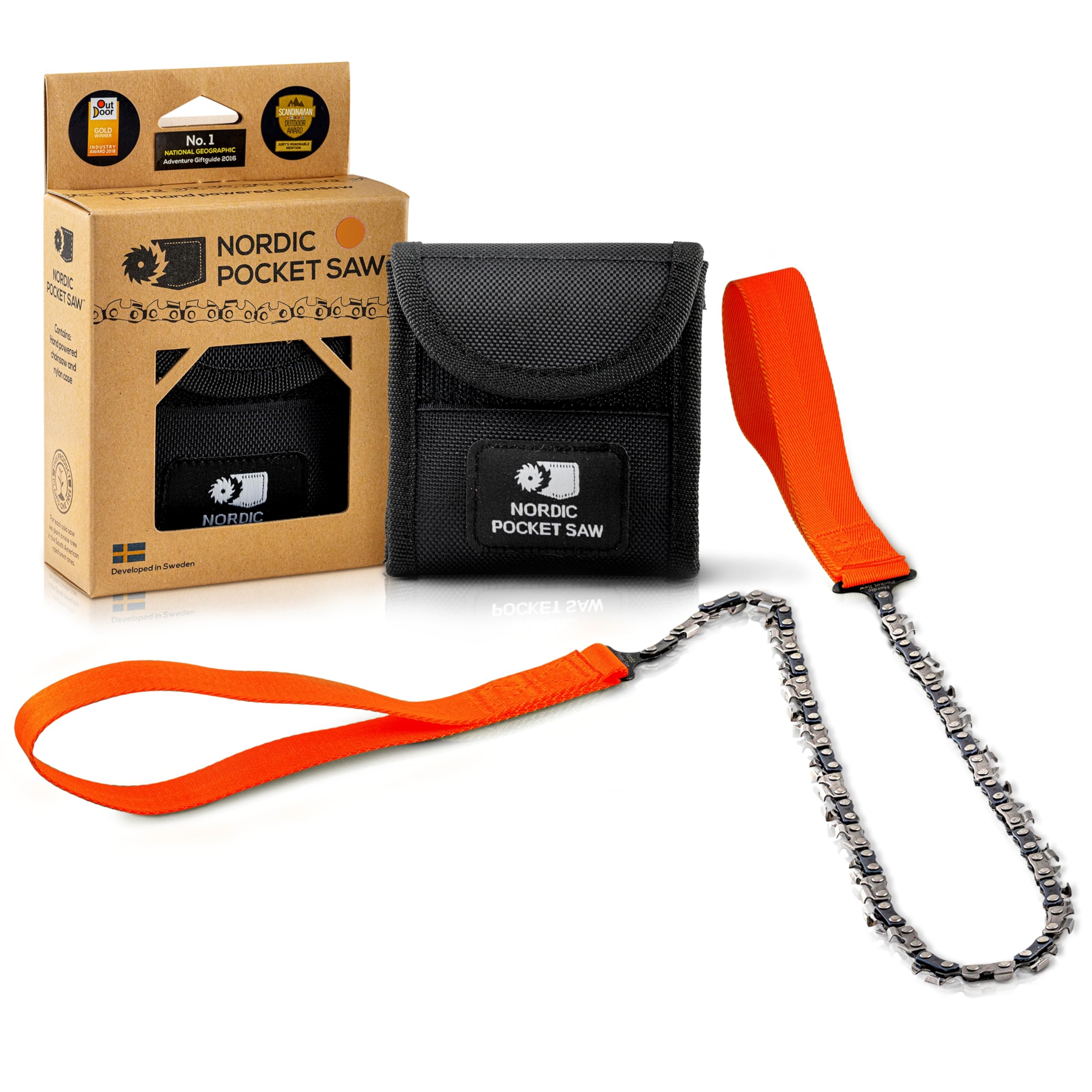 Nordic Pocket Saw front view showing compact chain and handle for reliable cutting