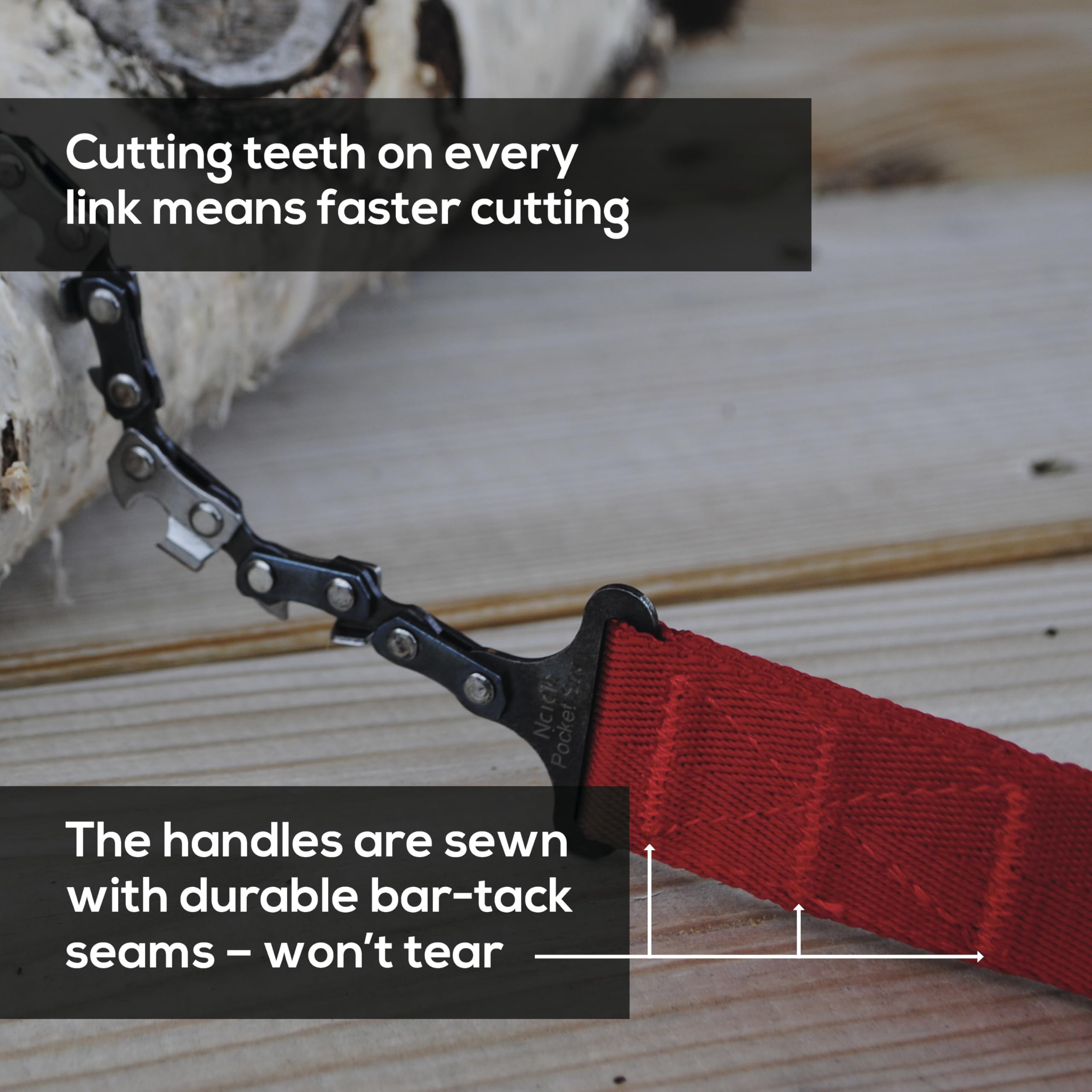 Nordic Pocket Saw next to a hand for size comparison showing easy portability