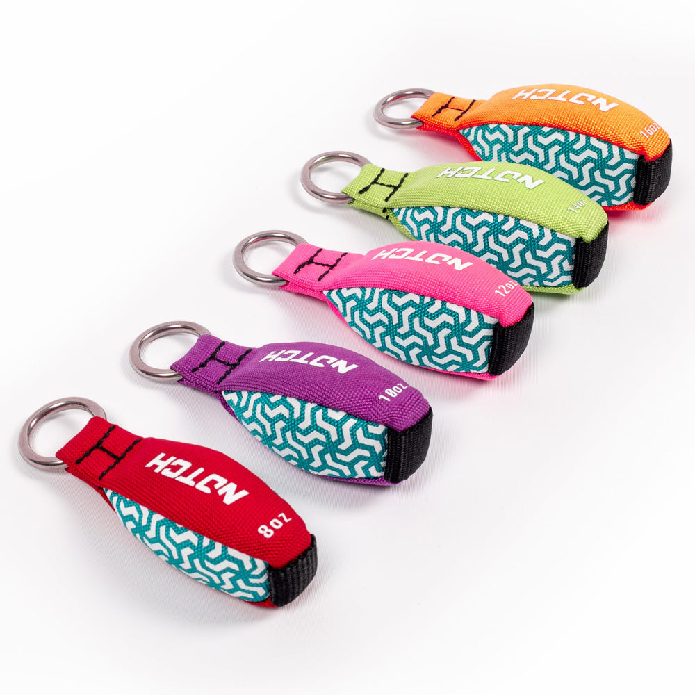Notch color-coded weight tag for fast selection and organized gear management