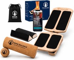 Nova Balance front view of board showing wood construction and anti-slip surface for stable training