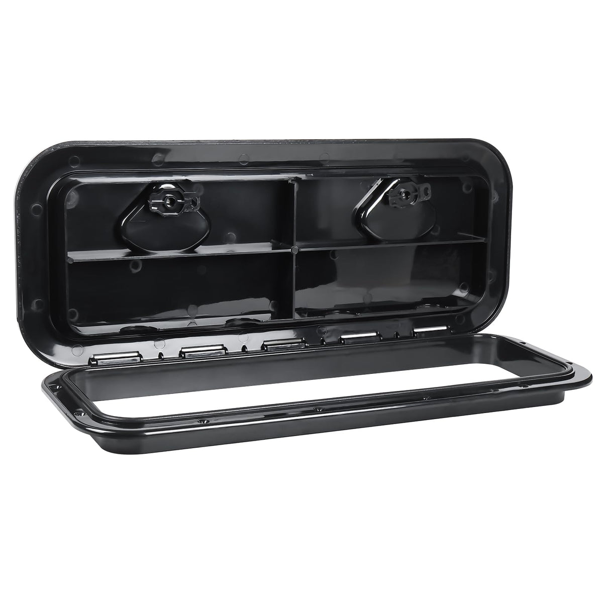 NovelBee front-facing black hatch showing clean flush appearance and easy access