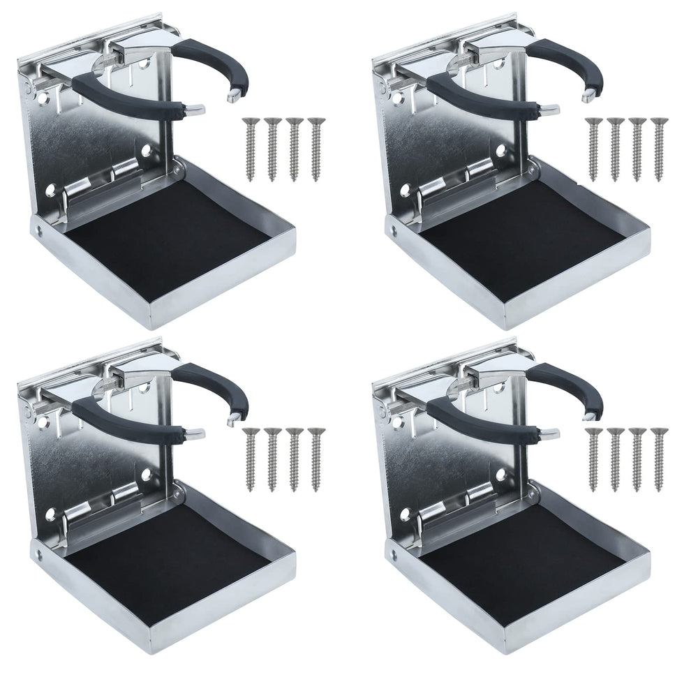 NovelBee front view of four stainless steel cup holders showing compact mounts and durable build