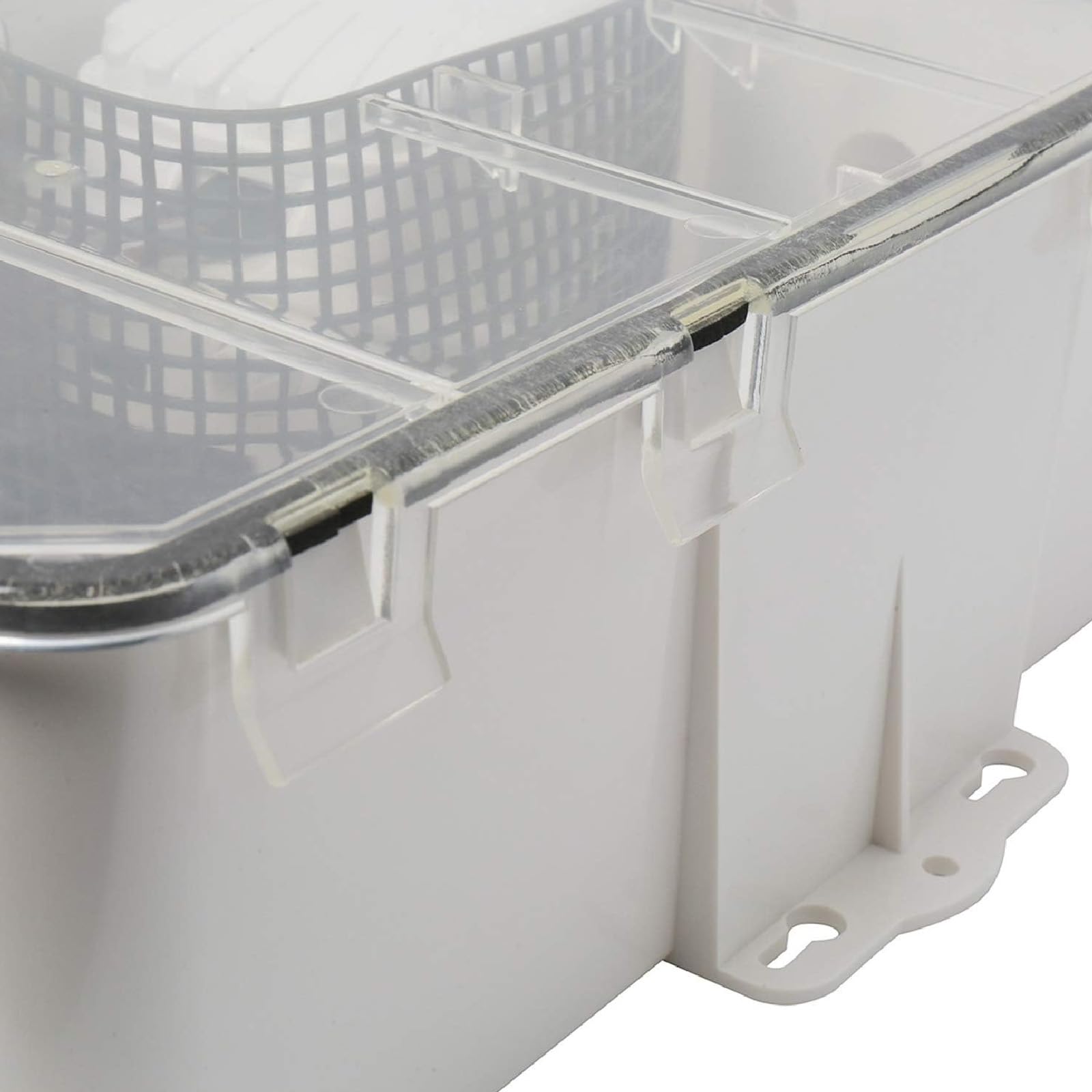 NovelBee installed in boat shower setting demonstrating discreet wastewater handling