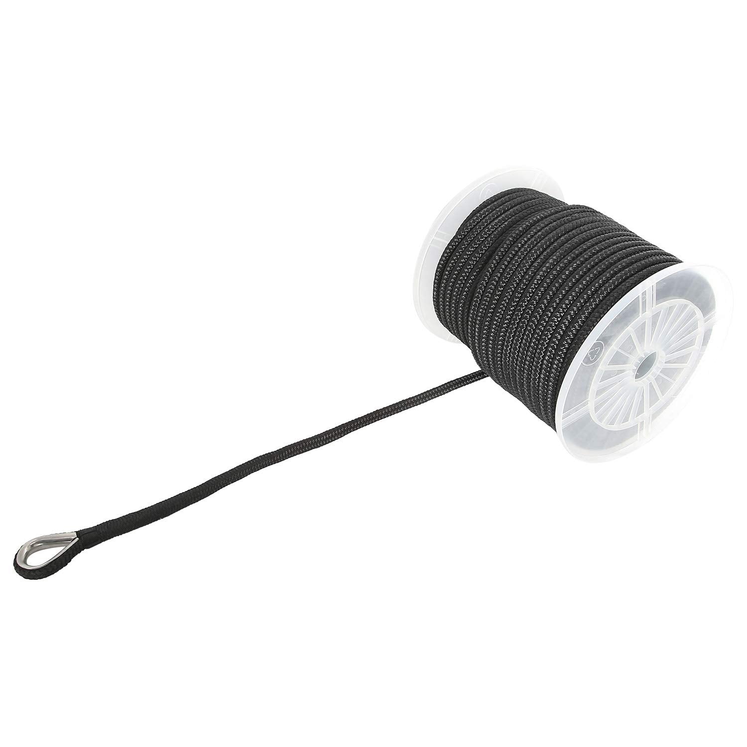NovelBee rope beside ruler illustrating 200 foot capacity and 5/8 inch diameter for correct sizing