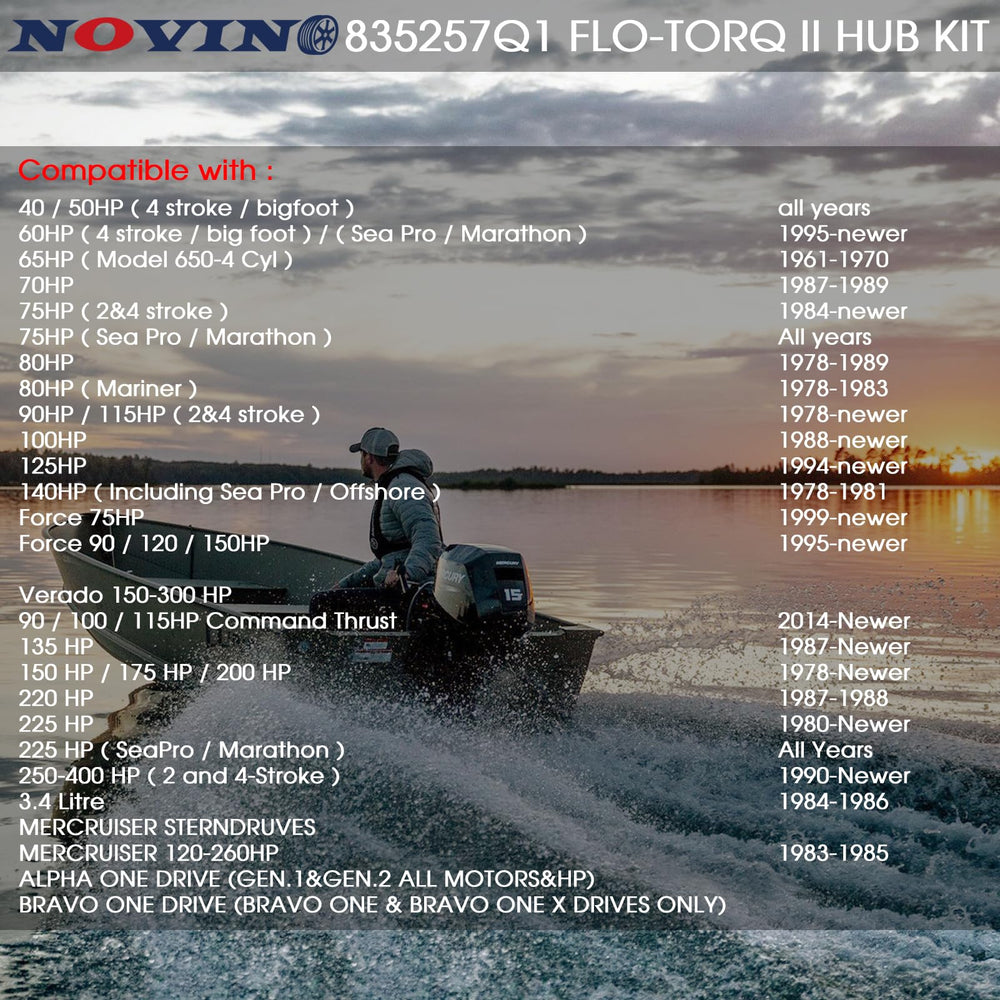 NOVINO size scale comparison showing part dimensions for correct engine matching