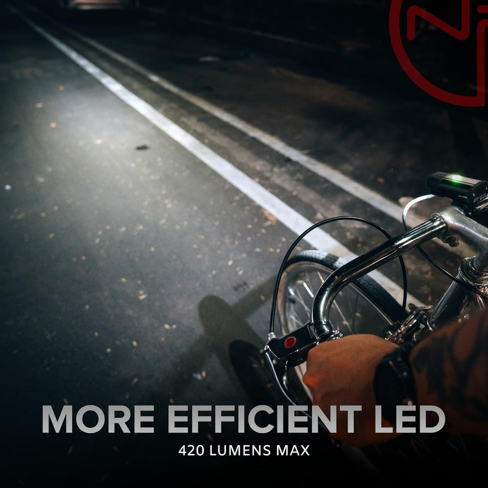 NP NIGHT PROVISION BX-400 mounted on handlebar demonstrating secure strap fit and convenience
