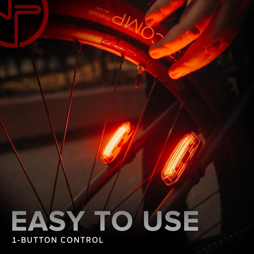 NP NIGHT PROVISION attached to helmet showing easy transfer and rider visibility