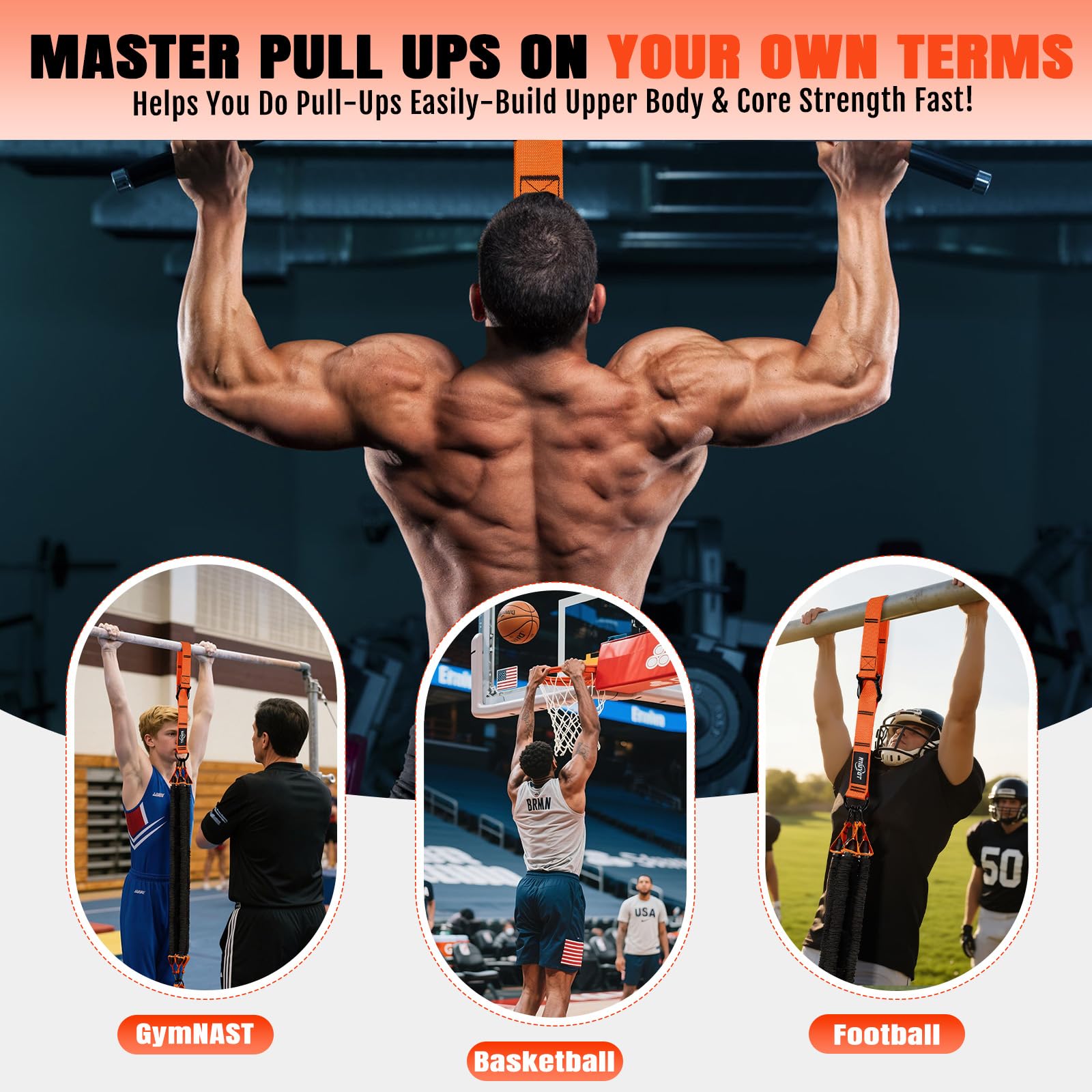 NTIUYOT in-use on pull-up bar demonstrating assisted pull-up confidence