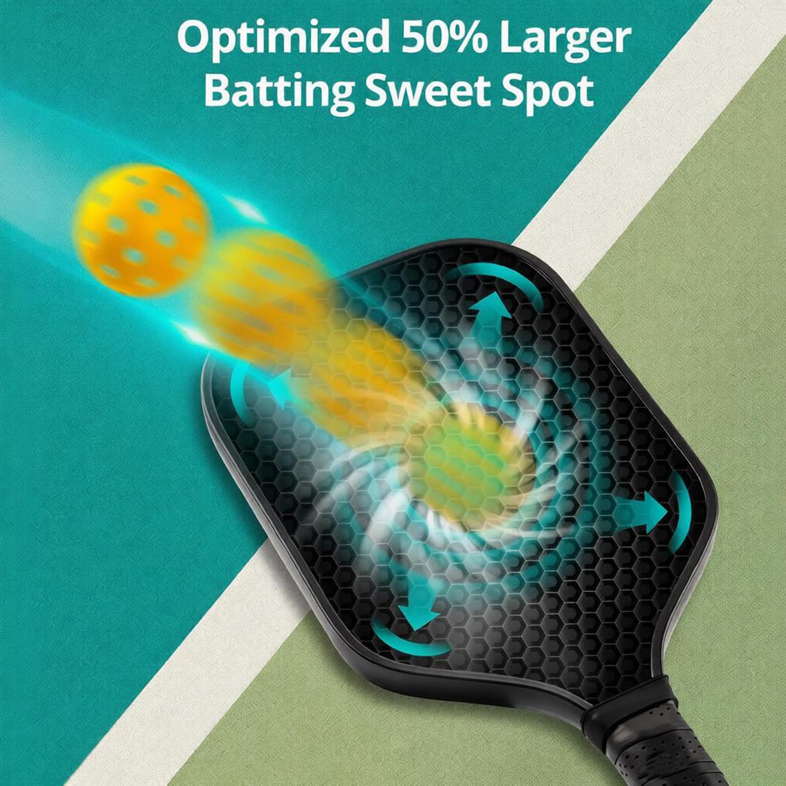 Close-up of NTOEJA textured carbon surface maximizing spin and shot placement